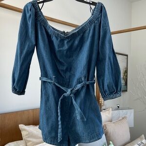 Free People Indigo Off-Shoulder Romper